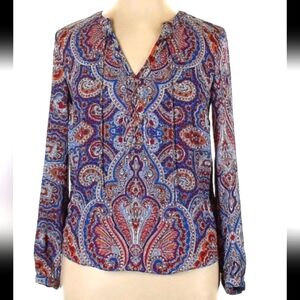 Paisley Print Long Sleeve Top Blouse sz 8